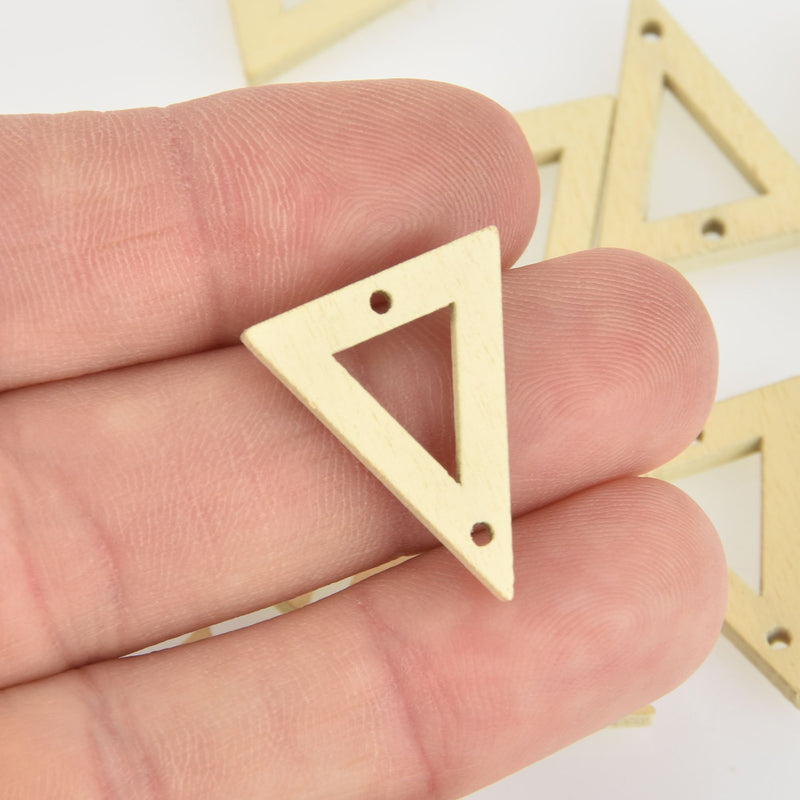 10 Beige Wood Triangle Charm Connectors, 21mm, chs6302