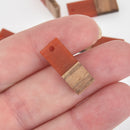 2 Stick Charms, Red Resin and Real Wood, 23mm long, chs6309