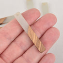 2 Stick Charms, Translucent White Resin and Real Wood, 2" long, chs6311
