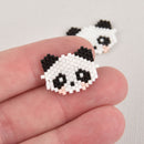 1 Beaded Panda Bear Charm, Miyuki Delica Seed Beads, 23mm chs6319