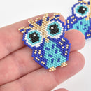 1 Beaded Owl Charm, Miyuki Delica Seed Beads, 30mm chs6322