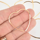 2 Large Gold Filled HEART Charms, Open Wire Heart Charms, 36mm, chs6347