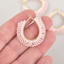 Pink Beaded Drop Charm, Miyuki Seed Beads, 34mm chs6356