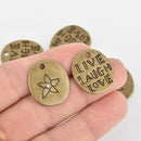 2 Bronze LIVE LAUGH LOVE Charms with crystal, 23mm chs6370