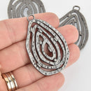 2 Gunmetal Teardrop Swirl Charms, 2", chs6375