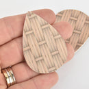 10 Faux Leather Teardrop Charms Basketweave Vegan Leather Pendant 2-1/4" long chs6379
