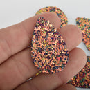 10 ROSE GOLD Faux Leather Teardrops GLITTER Charm Pendant Vegan Leather, 1.5" long chs6382