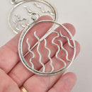4 Large Silver Wavy Charms 2.5", chs6401