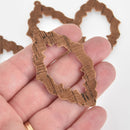 2 Brown Cork Faux Leather Marquis Charms Vegan Leather, 2.5" long chs6403