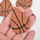 5 Basketball Charms Faux Leather Teardrop Vegan Leather Pendant 2-1/4" long chs6404