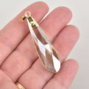 1 Crystal Teardrop Drop Pendant, Smoke Glass, Faceted, Gold Bail, 2" long, chs6415