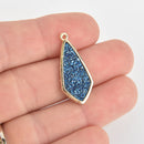 1 Blue Iris Druzy Drop Charm with Gold Bezel, chs6426