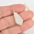 1 White AB Druzy Drop Charm with Gold Bezel, chs6427