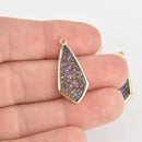 1 Purple Iris Druzy Drop Charm with Gold Bezel, chs6431