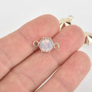 5 Gold Connector Link Charms, Pink Opal Crystal with acrylic base, 16x9mm, chs6434