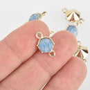 5 Gold Connector Link Charms, Blue Opal Crystal with acrylic base, 16x9mm, chs6436