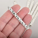 8 Silver Stick Charms, hammered metal chs6465