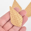 5 GOLD Faux Leather Teardrop Charms Pendant Vegan Leather, 2-1/4" long chs6467