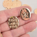 2 Gold LIVE LAUGH LOVE Charms with crystal, 23mm chs6474