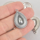 10 Silver Teardrop Charms, 29x19mm, chs6492