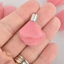 5 PINK BLUSH Tassel Charms SILVER plated cap 41mm long (about 1-5/8") chs6493
