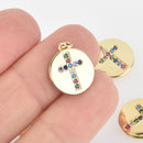 Gold CROSS Micro Pave Charm Dot Charm 14mm chs6496