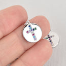 Silver CROSS Micro Pave Charm Dot Charm 14mm chs6497