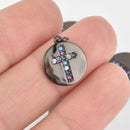 Black CROSS Micro Pave Charm Dot Charm 14mm chs6498
