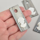 Cameo Charm Pendant, Gray Mother of Pearl Shell, large hole, 63x25mm, chs6504