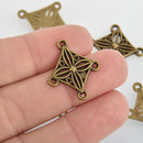 10 Bronze Charms Diamond Filigree Chandelier Design 25mm, chs6562