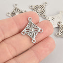 10 Silver Charms Diamond Filigree Chandelier Design 25mm, chs6565
