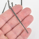 5 Gunmetal Stick Charms, carved metal 2.5" long, chs6577