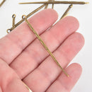 5 Bronze Stick Charms, carved metal 2.5" long, chs6579