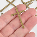 5 Bronze Cross Charms, Skinny Cross, 42mm, chs6587