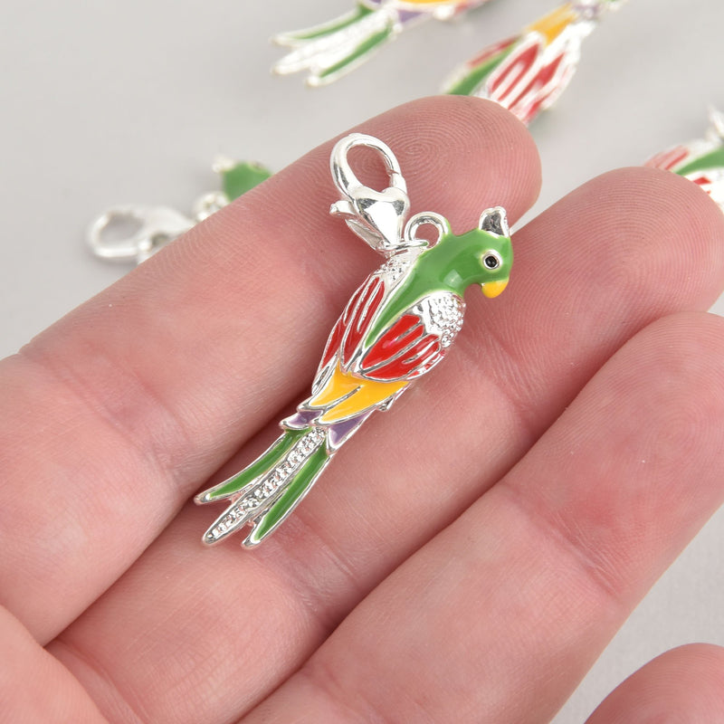 1 Parrot Bird Charm, enamel with lobster clasp, chs6589