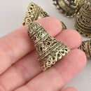 2 Antique Gold Jhumki Charms Tassel Caps Bead Caps 36mm chs6593