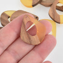 1 Teardrop Charm, Yellow Resin and Real Wood, 1", chs6598