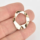5 Gold Wavy Ring Charms, 25mm, chs6599