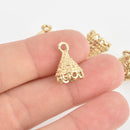 5 Gold Jhumki Charms Tassel Caps Bead Caps 17mm chs6600