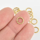 25 Gold TWISTED ROPE CIRCLE Charms, Connector Rings, 8mm diameter chs6614