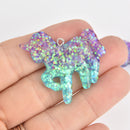 2 Large UNICORN Charms, glitter resin, 37x36mm chs6627
