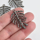 5 Monstera Leaf Charms, Gunmetal Hammered Metal, 1.5" long, chs6630