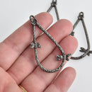 4 Dragonfly Teardrop Charms, Gunmetal Hammered Metal, 2.25" long, chs6631