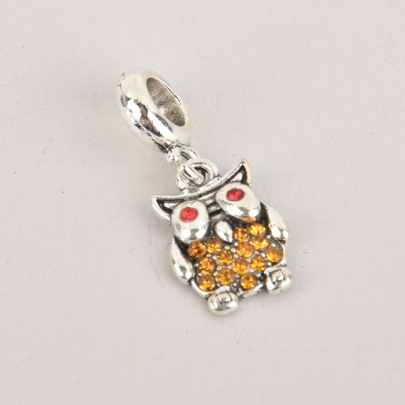 1 Crystal Owl Charm, fits Euro Chain, chs6633