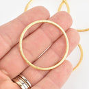 2 Gold Ring Circle Charms 40mm Brushed gold plated, chs6647