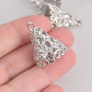 2 Silver Jhumki Charms Tassel Caps Bead Caps 25mm chs6671