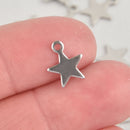 10 Silver Star Charms, Stainless Steel 11mm chs6673