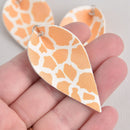 6 Giraffe Print Faux Leather Teardrop Charm Pendant Vegan Leather, 2-1/2" long chs6682