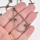 4 Dragonfly Teardrop Charms, Copper Hammered Metal, 2.25" long, chs6686