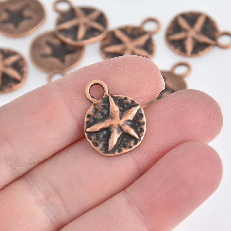 5 Copper Starfish Charms, 17mm, chs6688